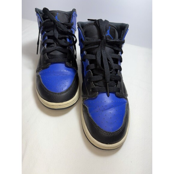 Air Jordan 1 Mid Black Royal Blue Size 5Y Protective, Rubber Cupsole Sneakers ￼ main image 6